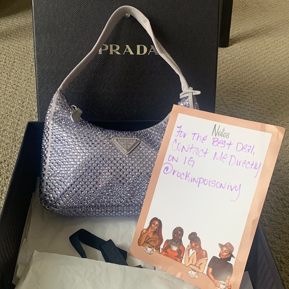 Authentic Iconic Lavender Prada Satin Mini Bag With Crystals - Picture 9 of 9